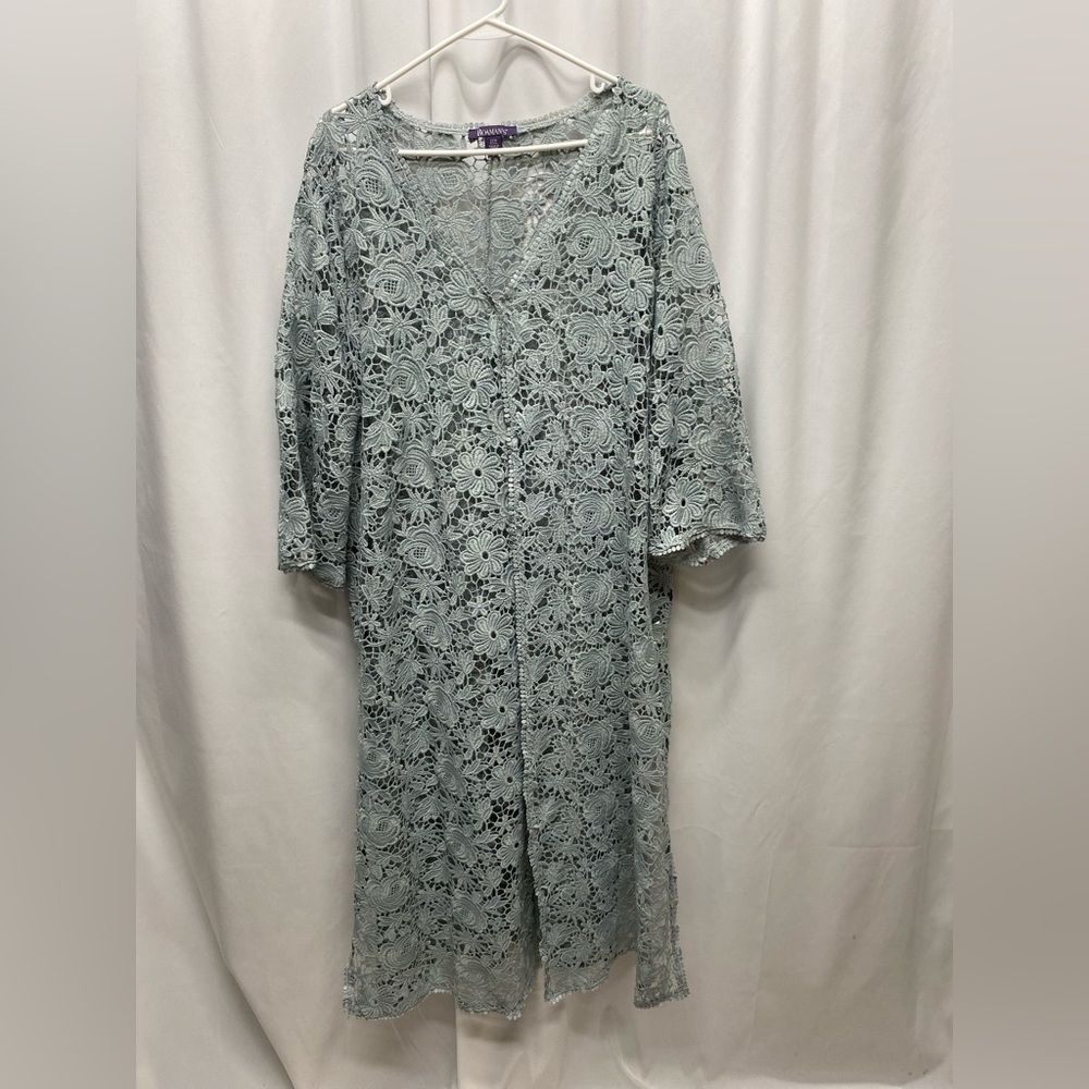 Roamans women's 22W petite crochet long swimsuit cover up plus size